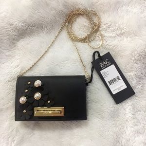 Zac Posen Eartha Black Card Case w/ Chain